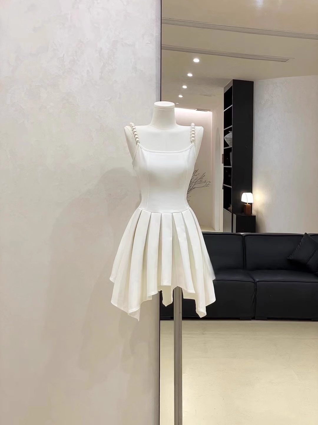 Cute A line Spaghetti Straps Ruffled White Women's Short Vacation Dresses