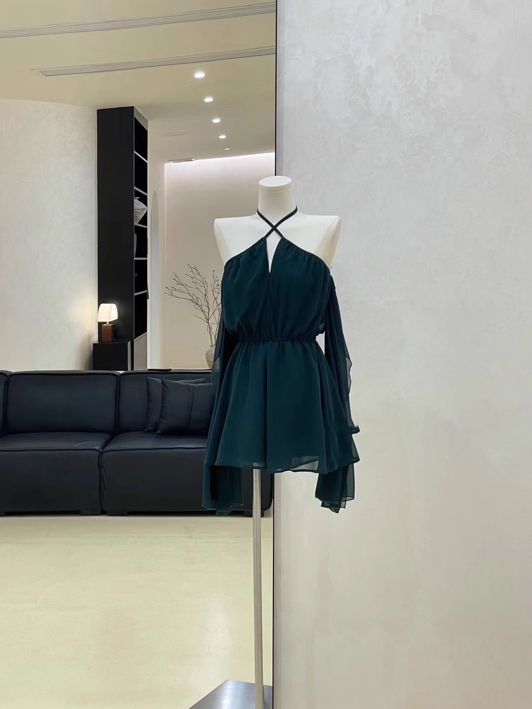 Sexy A line Off The Shoulder Ruffled Short Long Sleeve Women Dresses