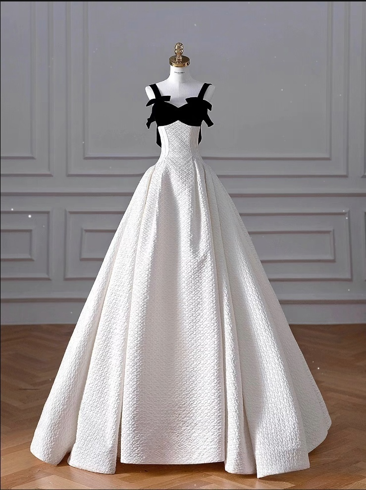 Vintage Fashion A line Straps White Satin Floor Length Evening Dress Prom Dresses