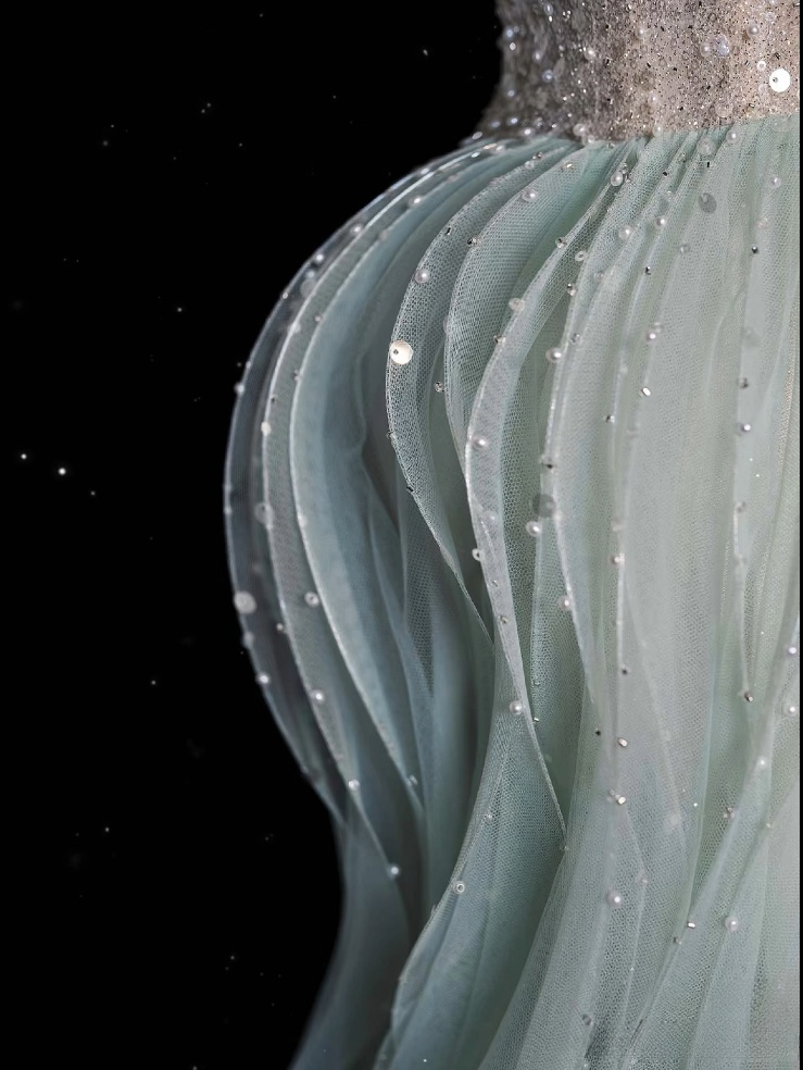 Vintage Fashion A line Sweetheart Tulle Floor Length Evening Dress Prom Dresses