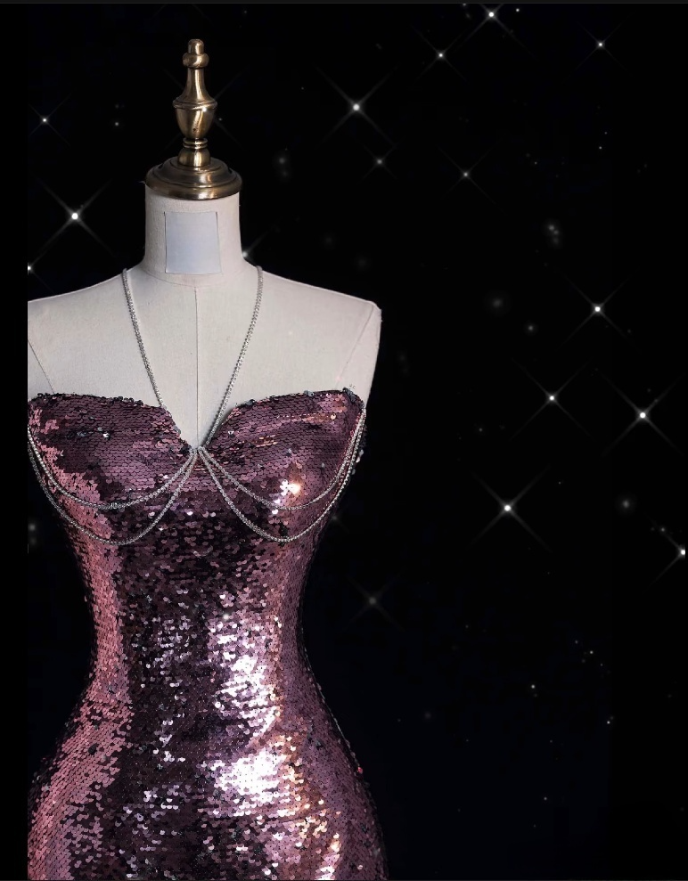 Classy Mermaid Halter Neckline Sequin Floor Length Evening Dress Prom Dresses