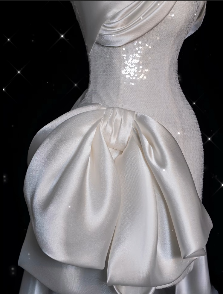 Unique Sheath Strapless Sequin Short White Wedding Dresses Brides Dress