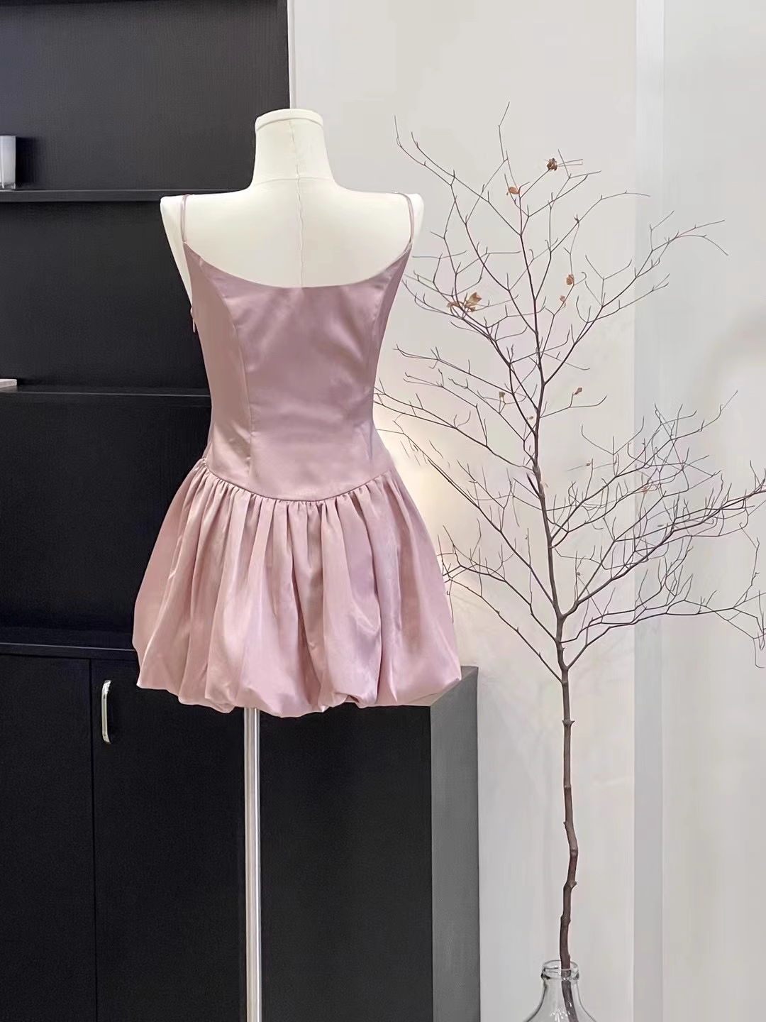 Cute A Line Spaghetti Straps Ruffled Pink Women's Short Holiday Dresses Homecoming Dress