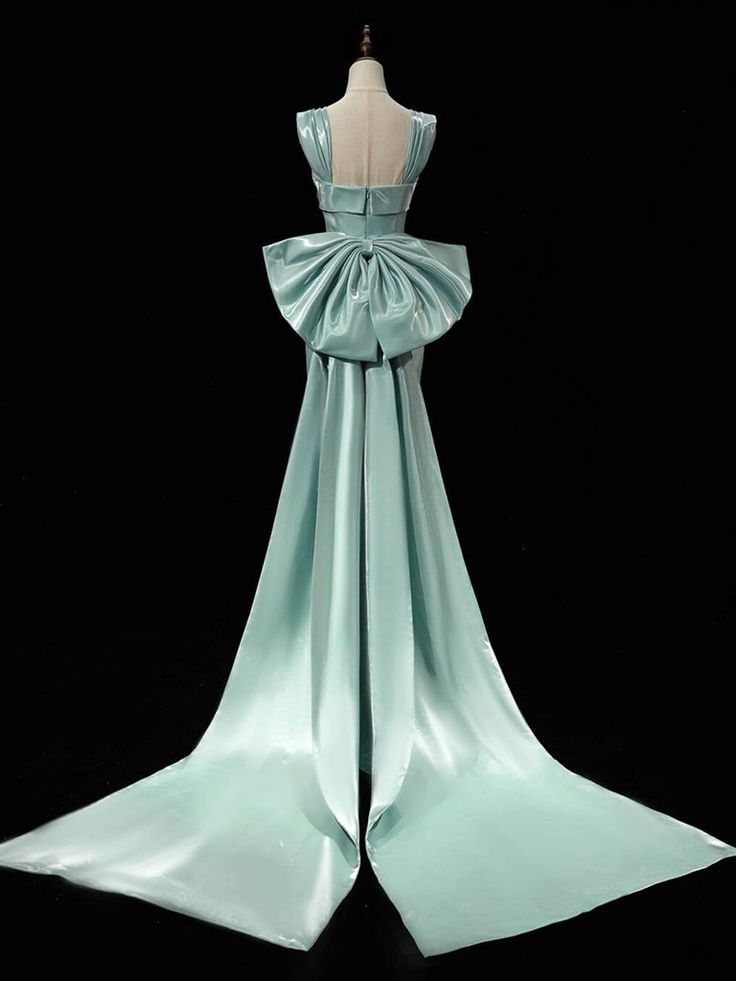 Simple Satin Long Prom Dress Long Formal Dress With Bow Evening Gowns