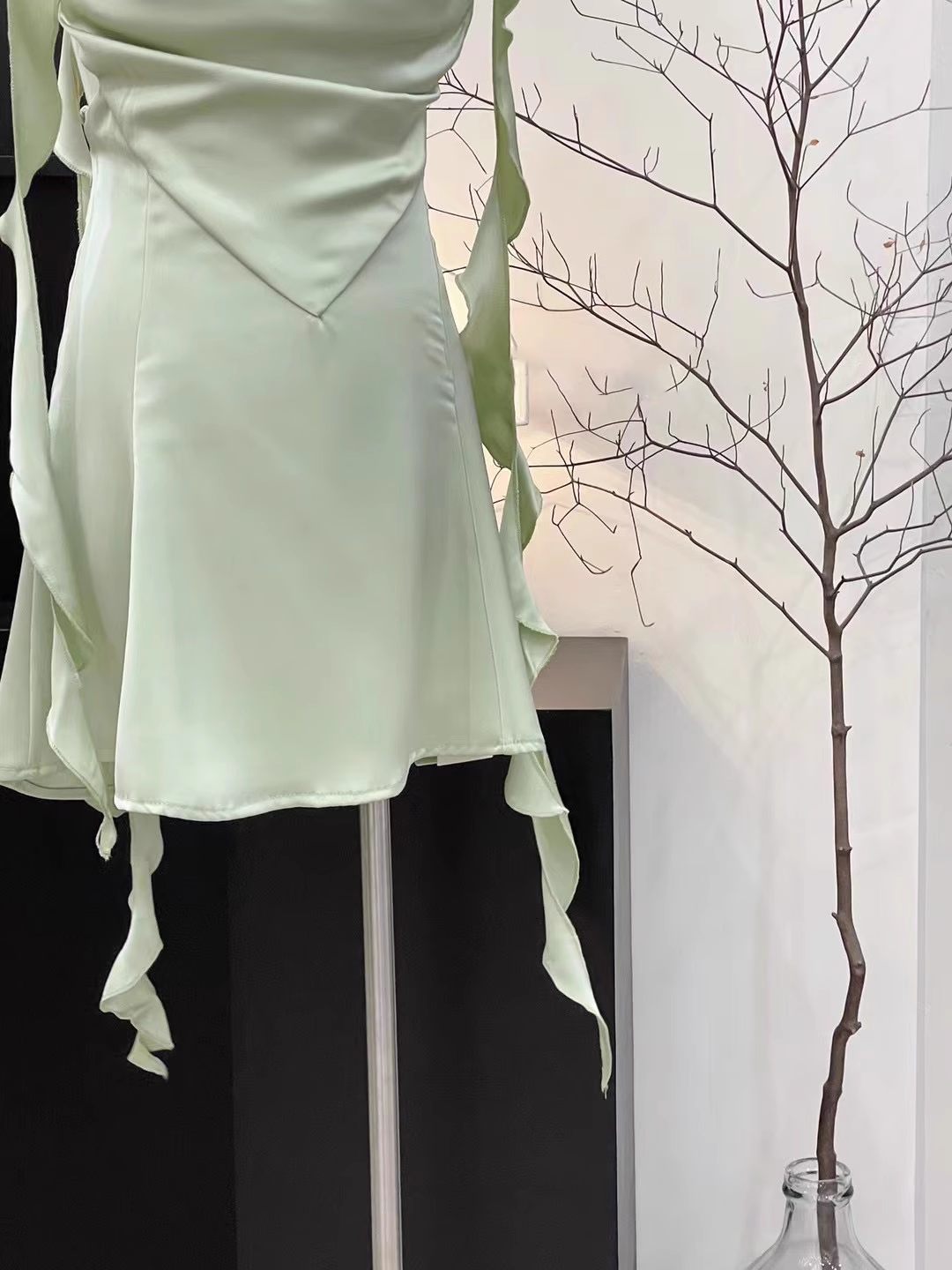 Sexy Sheath Straps Sleeveless Ruffled Sage Green Short Women's Holiday Summer Dresses