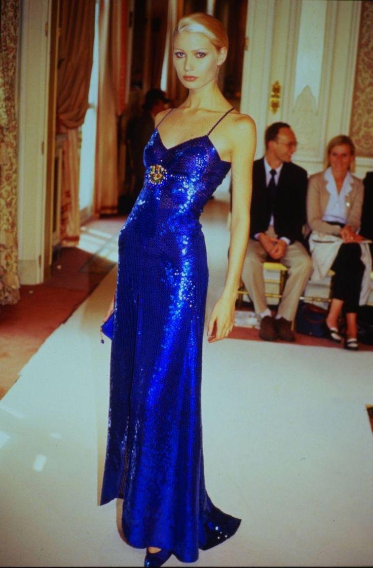 Classy Mermaid Spaghetti Straps Royal Blue Sequin Long Evening Dress Prom Dresses