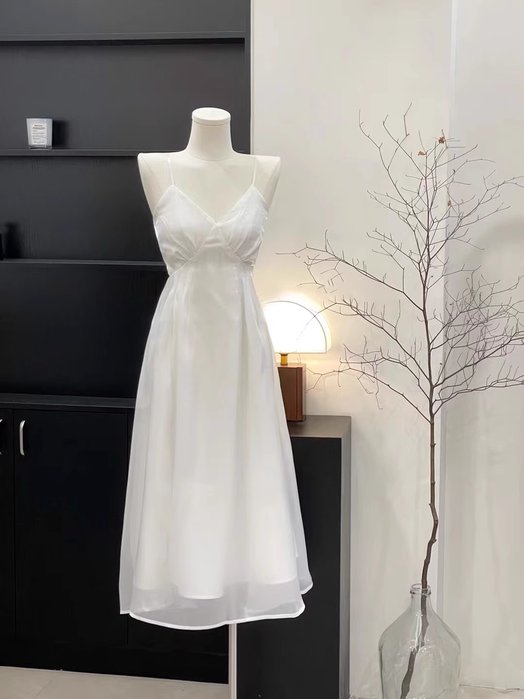 Sexy A Line Straps Silk Chiffon White Long Women's Holiday Dresses