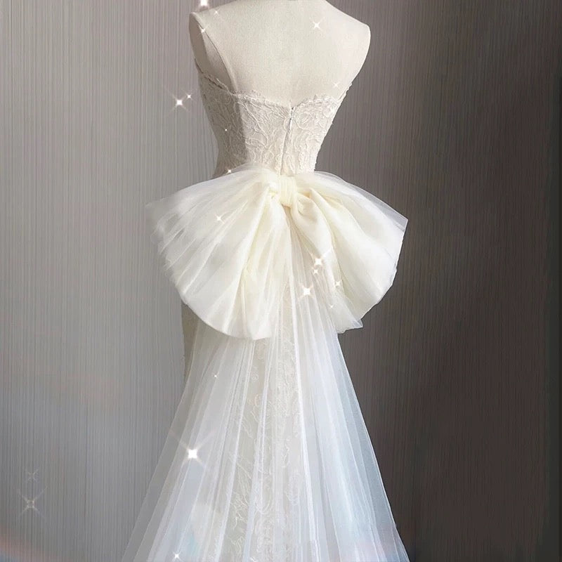 Timeless Mermaid Sweetheart Lace White Satin Wedding Dresses