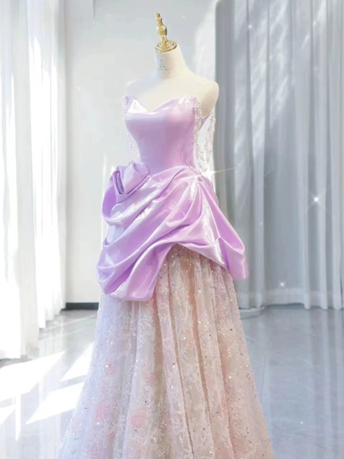 Pretty A-line Sweetheart Lilac Long Prom Dress Evening Dress Formal Dress