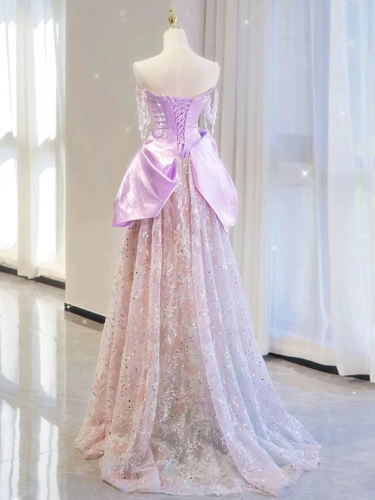 Pretty A-line Sweetheart Lilac Long Prom Dress Evening Dress Formal Dress