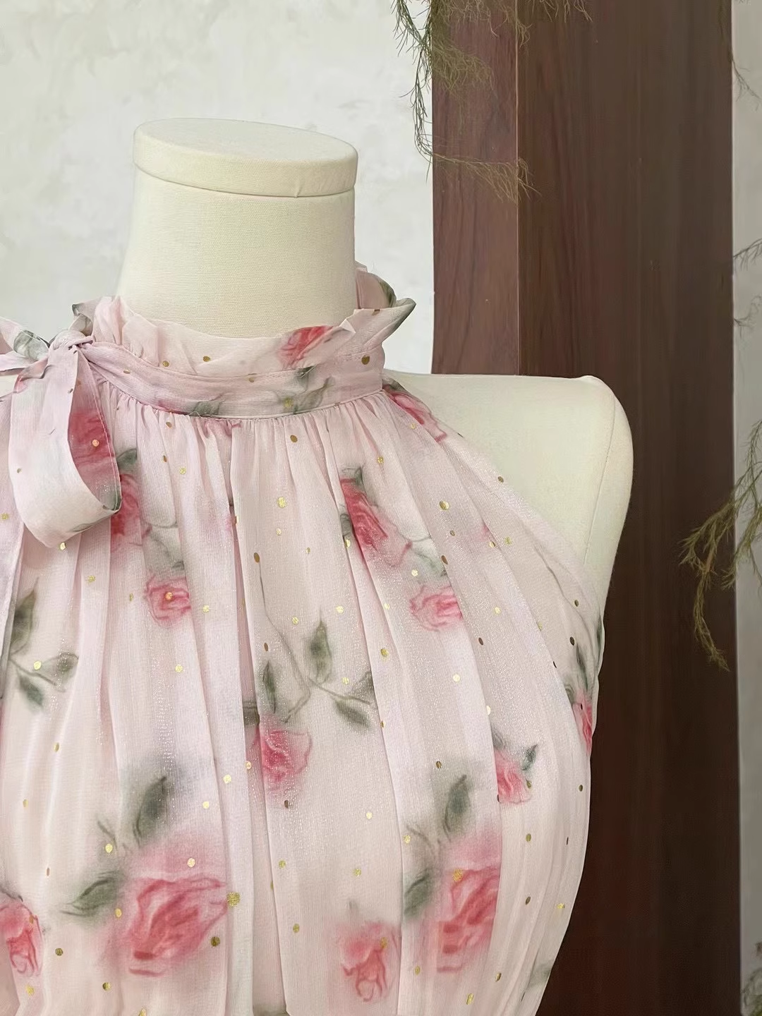 Cute A line Scoop Pink Chiffon Flora Holiday Dresses Short Birthday Dress