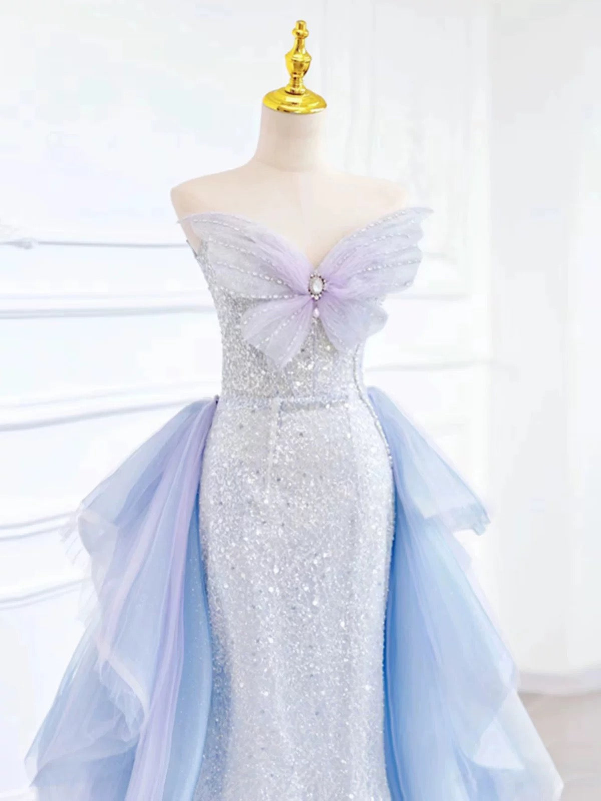 Pretty Mermaid Sweetheart Sequin Long Prom Dress Evening Dress Formal Dress