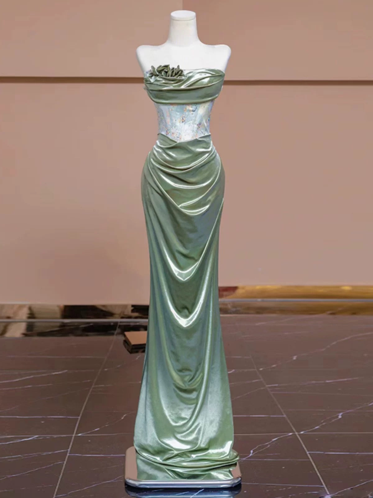 Pretty Mermaid Sweetheart Satin Long Prom Dress Evening Dress Formal Dress
