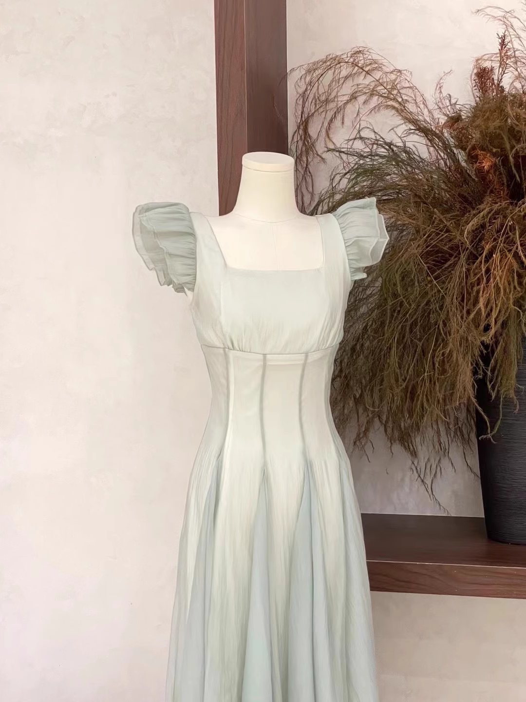 Chic A Line Square Neckline Chiffon Mint Green Women's Holiday Dresses