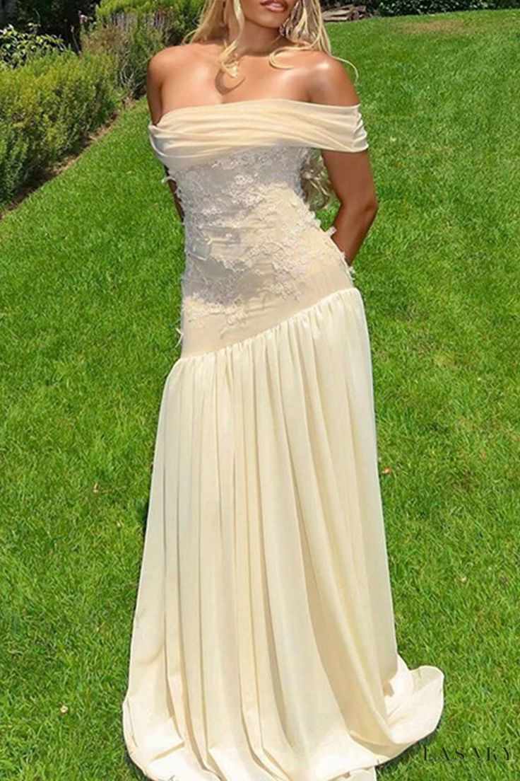 Pretty Mermaid Off The Shoulder Long Champagne Prom Dress Evening Dress Formal Dress