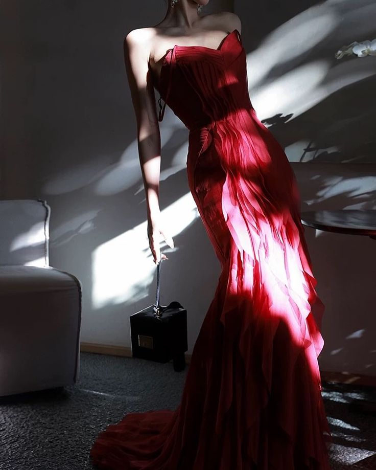 Gorgeous Mermaid Spaghetti Straps Chiffon Long Prom Dresses Formal Evening Dress