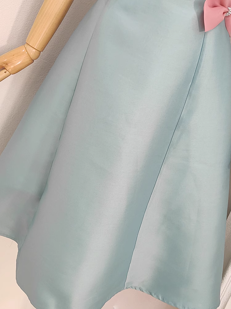 Sexy A line Strapless Blue Satin Women's Holiday Dresses Birthday Outfits