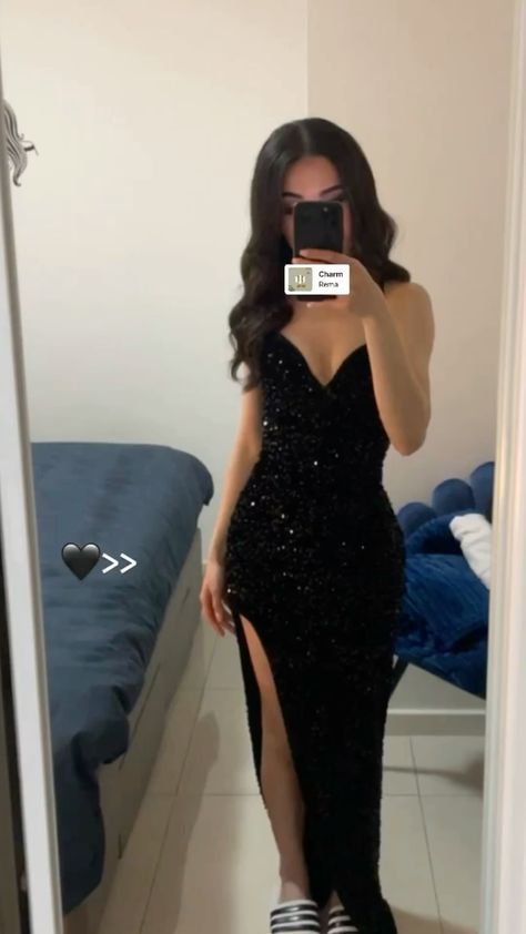 Sexy Mermaid Spaghetti Straps Sequin Slit Black Long Prom Dresses Party Dress