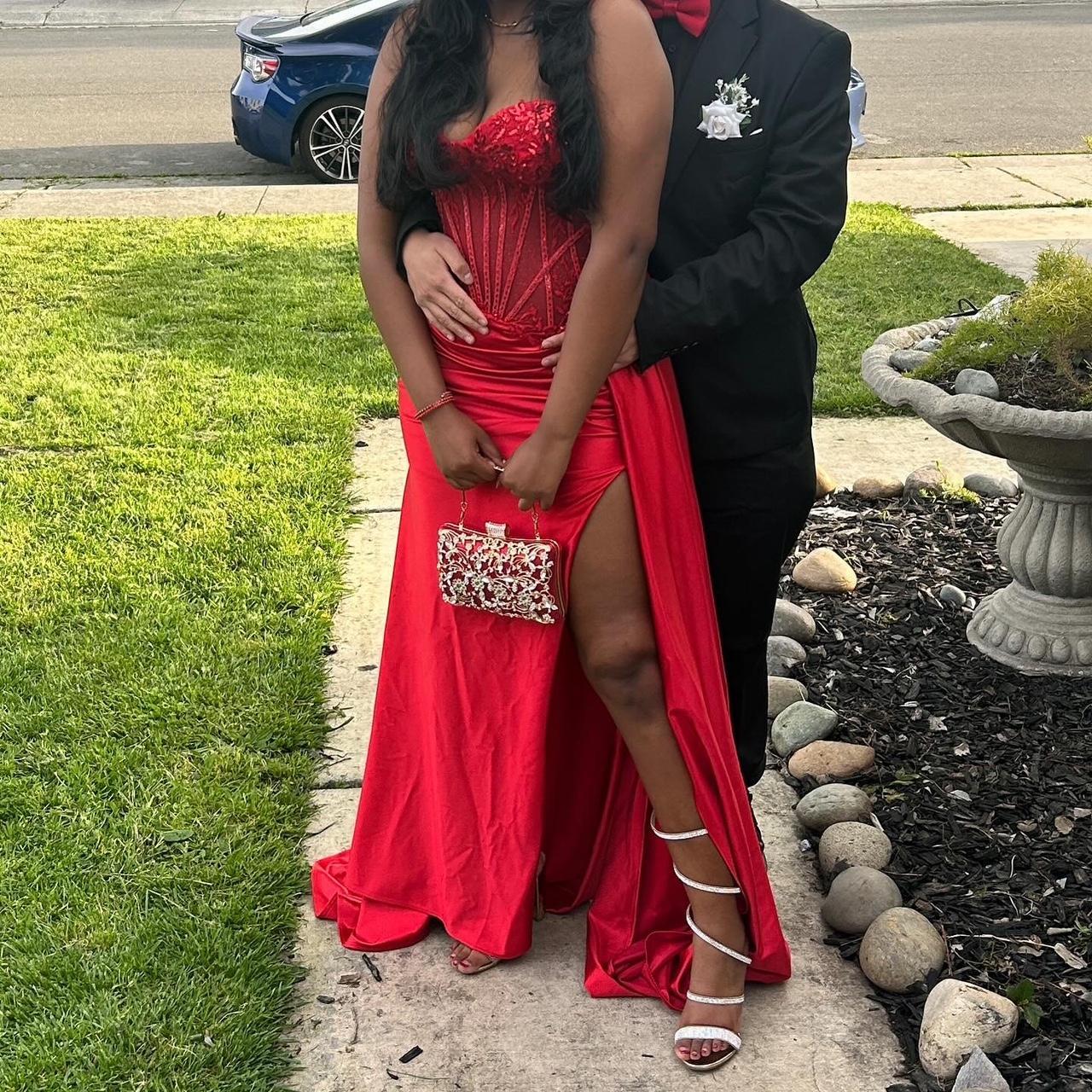 Pretty Mermaid Spaghetti Straps Slit Red Satin Prom Dresses Long Party Dress