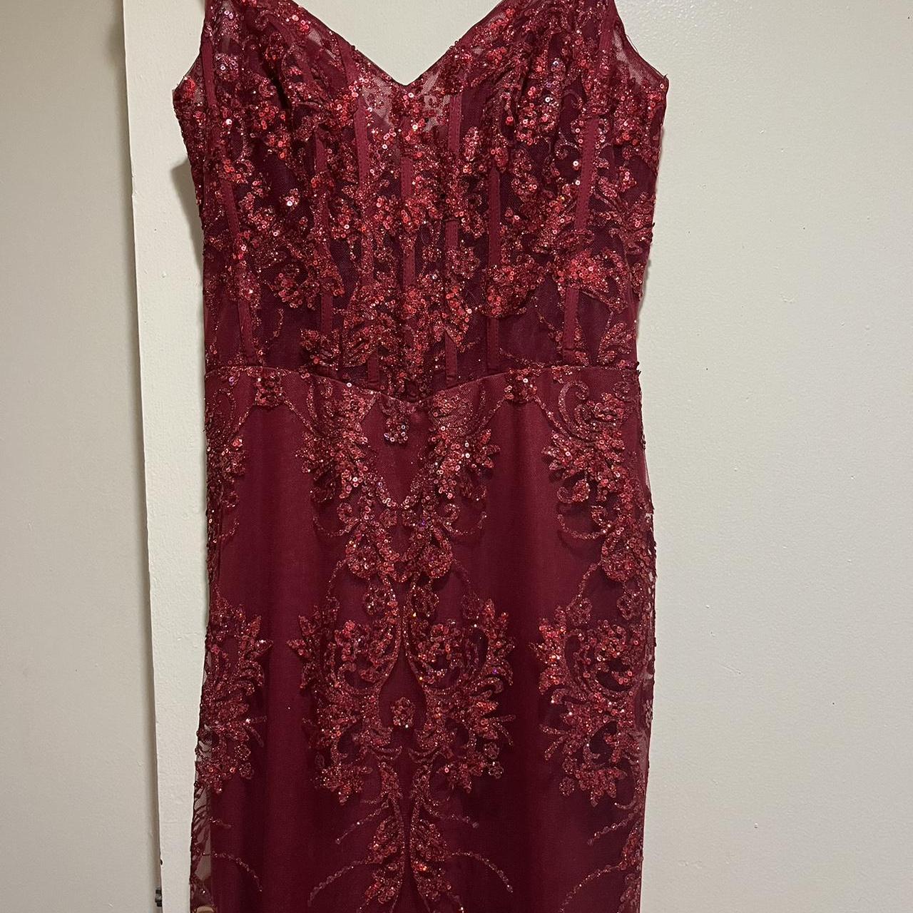 Pretty Mermaid Spaghetti Straps Burgundy Lace Prom Dresses Long Party Dress