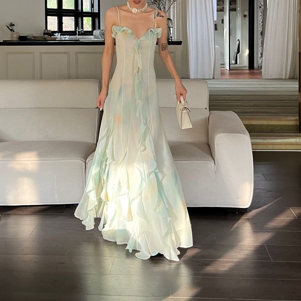 Beautiful Mermaid Spaghetti Straps Green Long Party Dresses Prom Dress