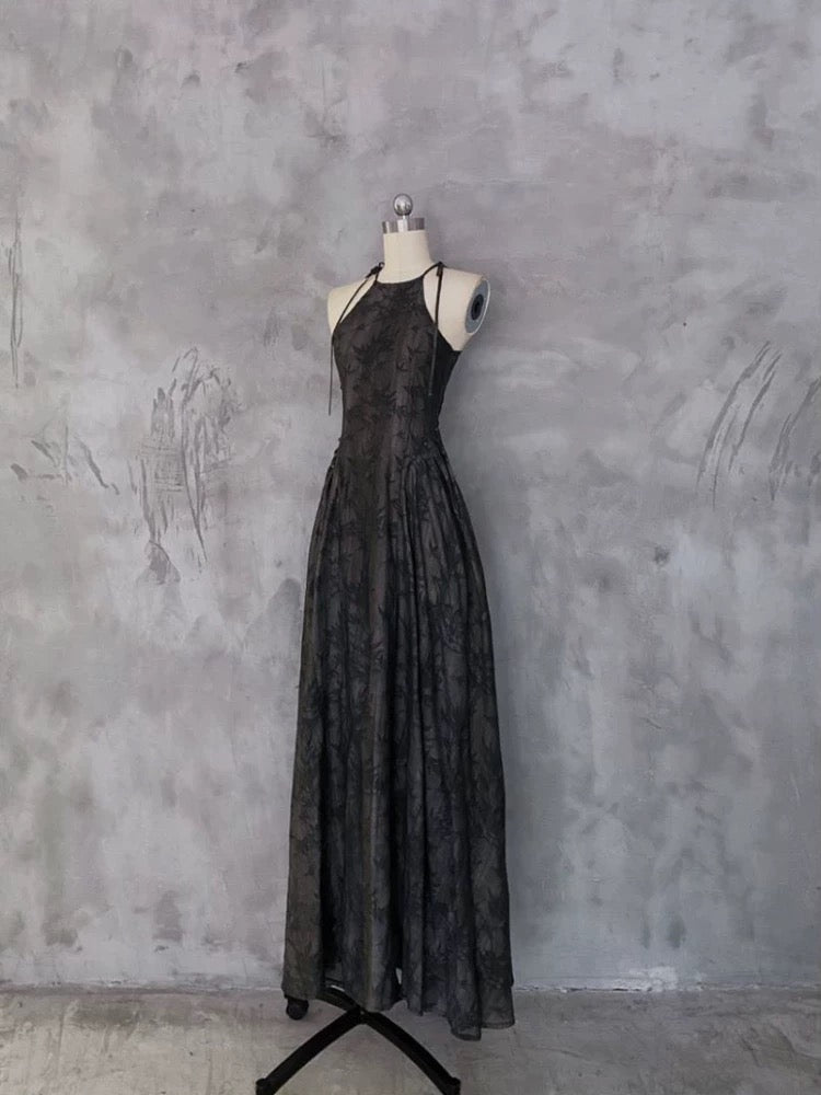 Pretty A line Halter Dusty Black Prom Dresses Long Birthday Dress For Women