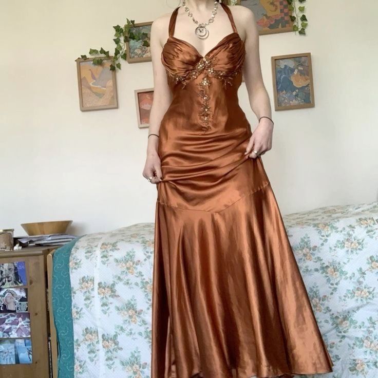 Retro Mermaid Halter Long Party Dress Satin Prom Dresses