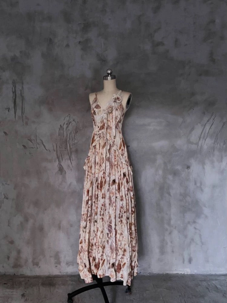 Pretty A line Spaghetti Straps Floral Long Prom Dresses Birthday Dress For Women