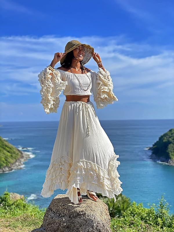 Classy 2 Pieces Off The Shoulder Long Party Dress White Prom Dresses
