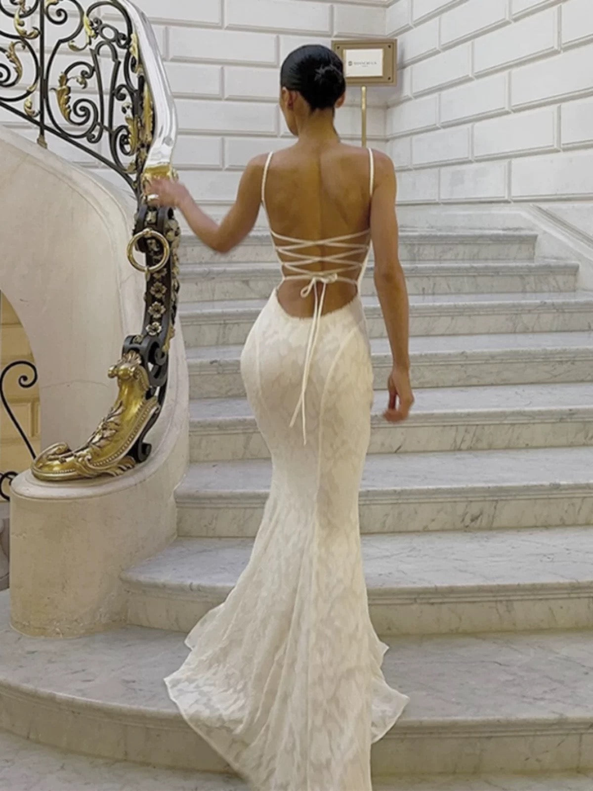 Modest Mermaid Spaghetti Straps Long White Prom Dresses Formal Graduation Party Dress Evening Dress