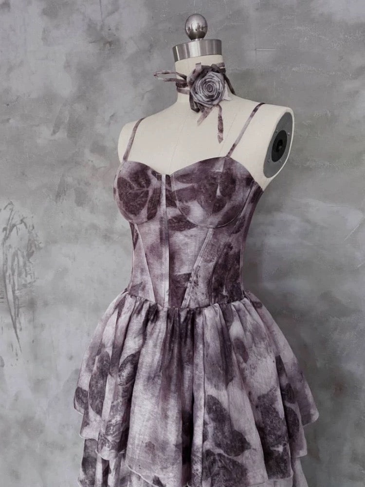 Pretty A line Spaghetti Straps Floral Long Prom Dresses Birthday Dress For Women