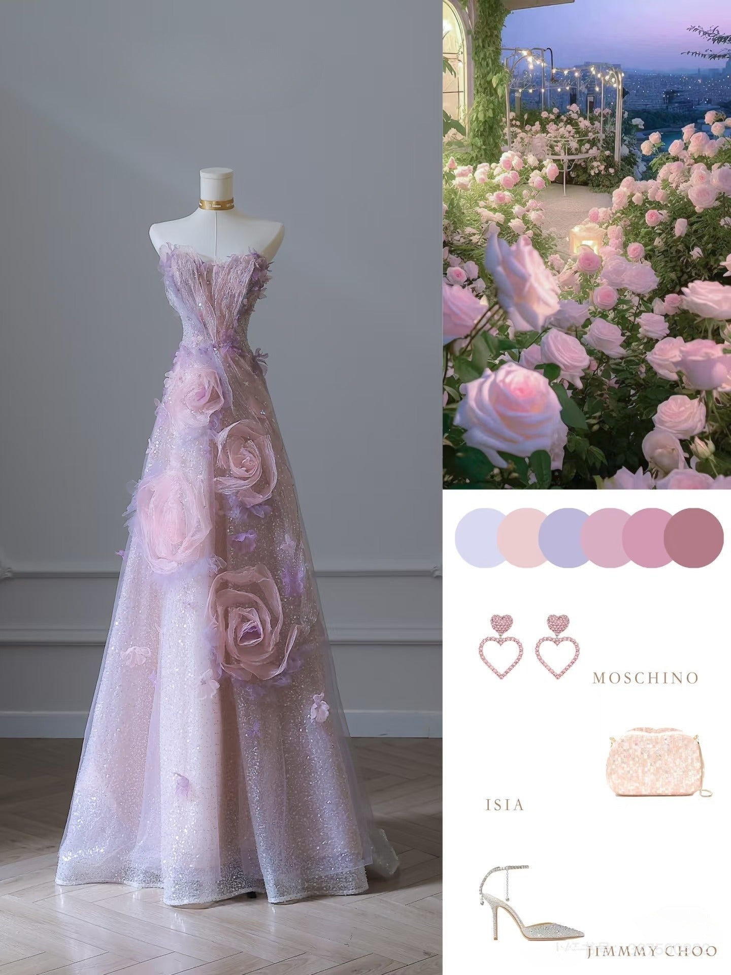 Classy Balll Gown Sweetheart Floral Lilac Tulle Long Evening Dress Prom Dresses