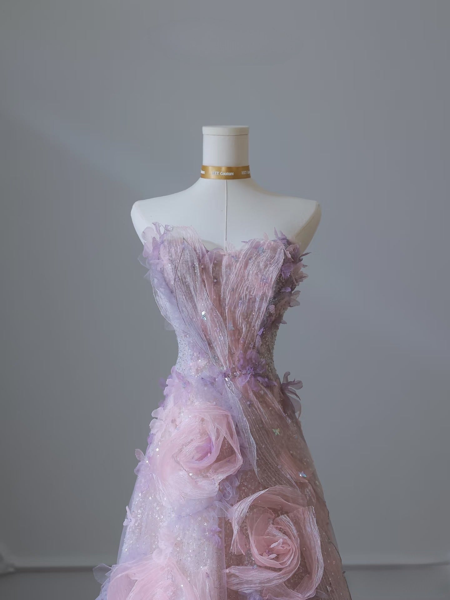 Classy Balll Gown Sweetheart Floral Lilac Tulle Long Evening Dress Prom Dresses