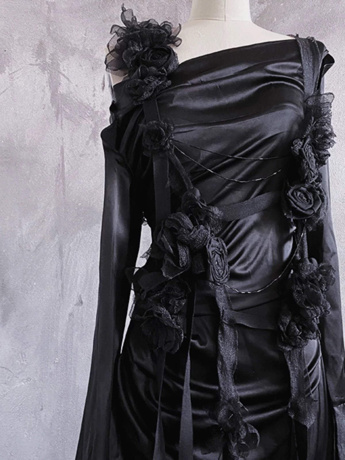 Chic A line Straps Black Long Prom Dresses Birthday Dress With Sleeves