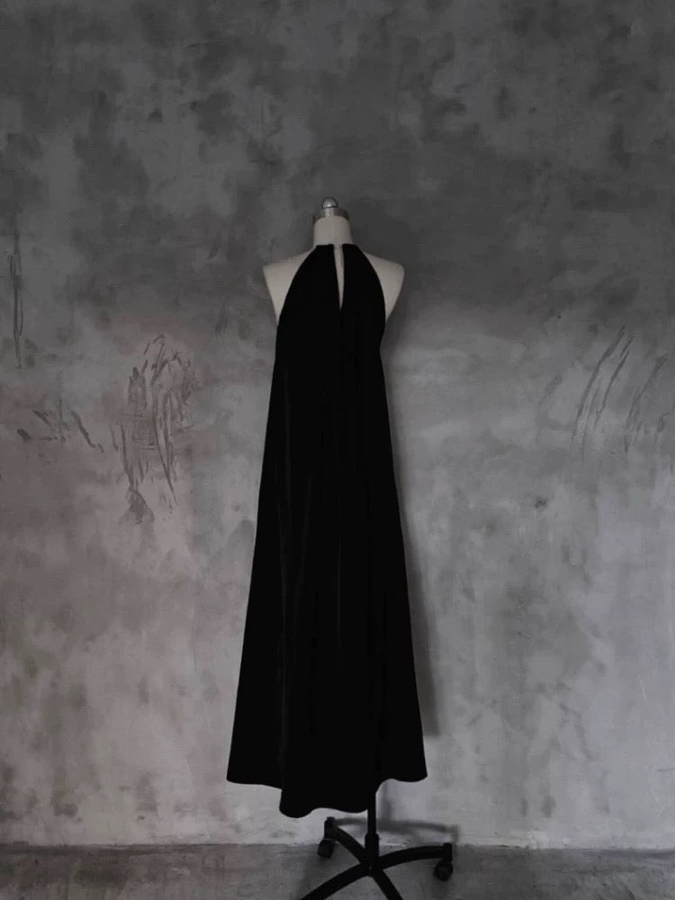 Pretty A line Halter Black Long Prom Dresses Birthday Dress For Women