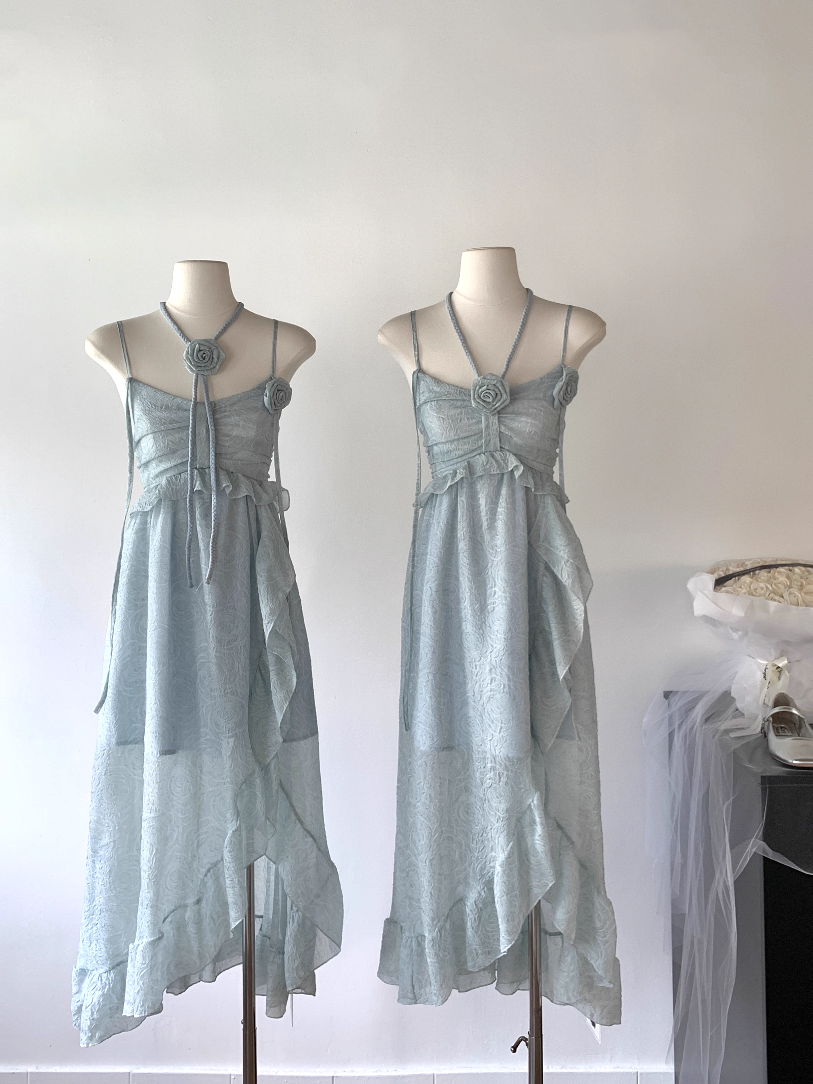 French blue suspender dress women's summer new style seaside holiday beach dress