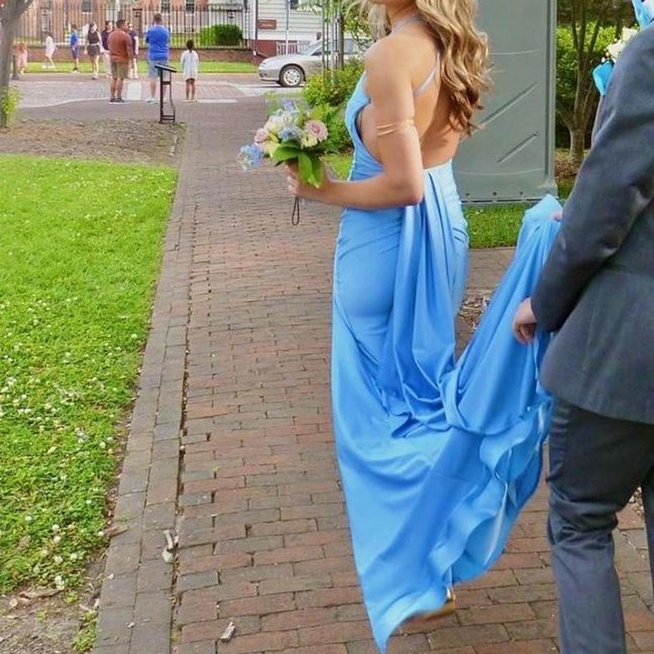 Pretty Mermaid Spaghetti Straps Blue Backless Long Party Dresses Prom Dresses