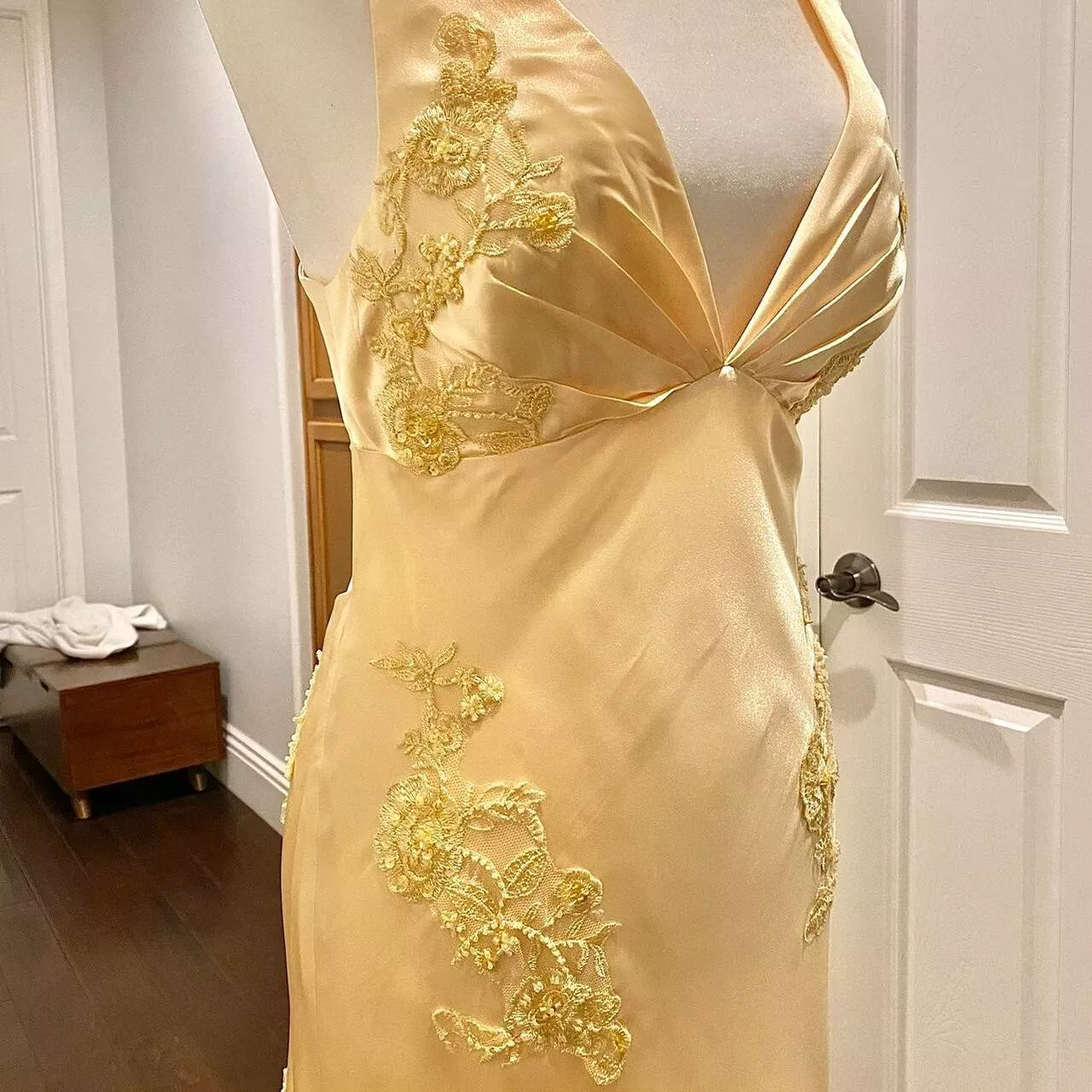 Pretty Mermaid Spaghetti Straps Yellow Backless Long Party Dresses Prom Dresses
