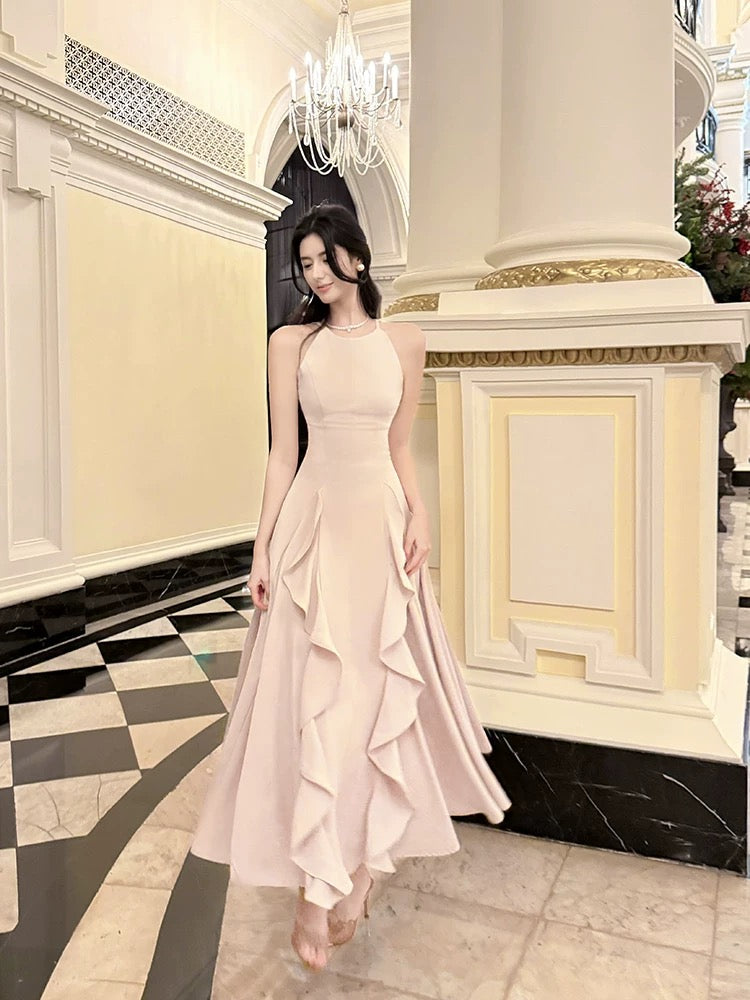 Pretty A Line Ruffles Ankle Length Pink Evening Dress Prom Dresses