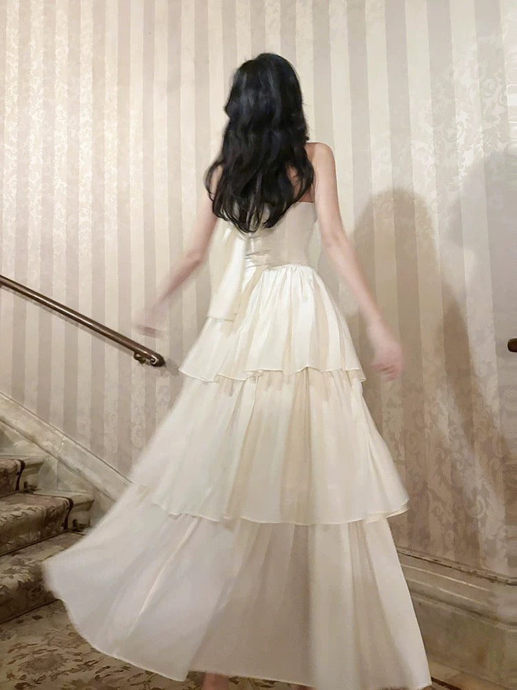 Pretty A Line Ruffles Ankle Length White Evening Dress Prom Dresses