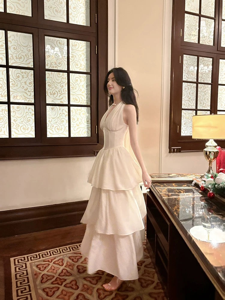 Pretty A Line Ruffles Ankle Length White Evening Dress Prom Dresses