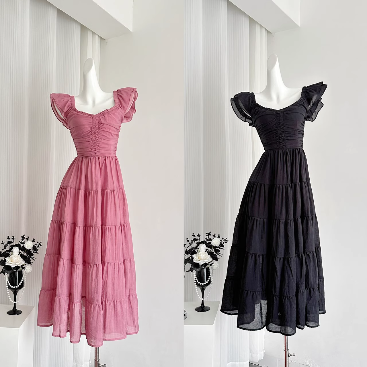 Cute A line Sleeveless Holiday Dresses Ankle Length Ruffles Pink Birthday Outfits
