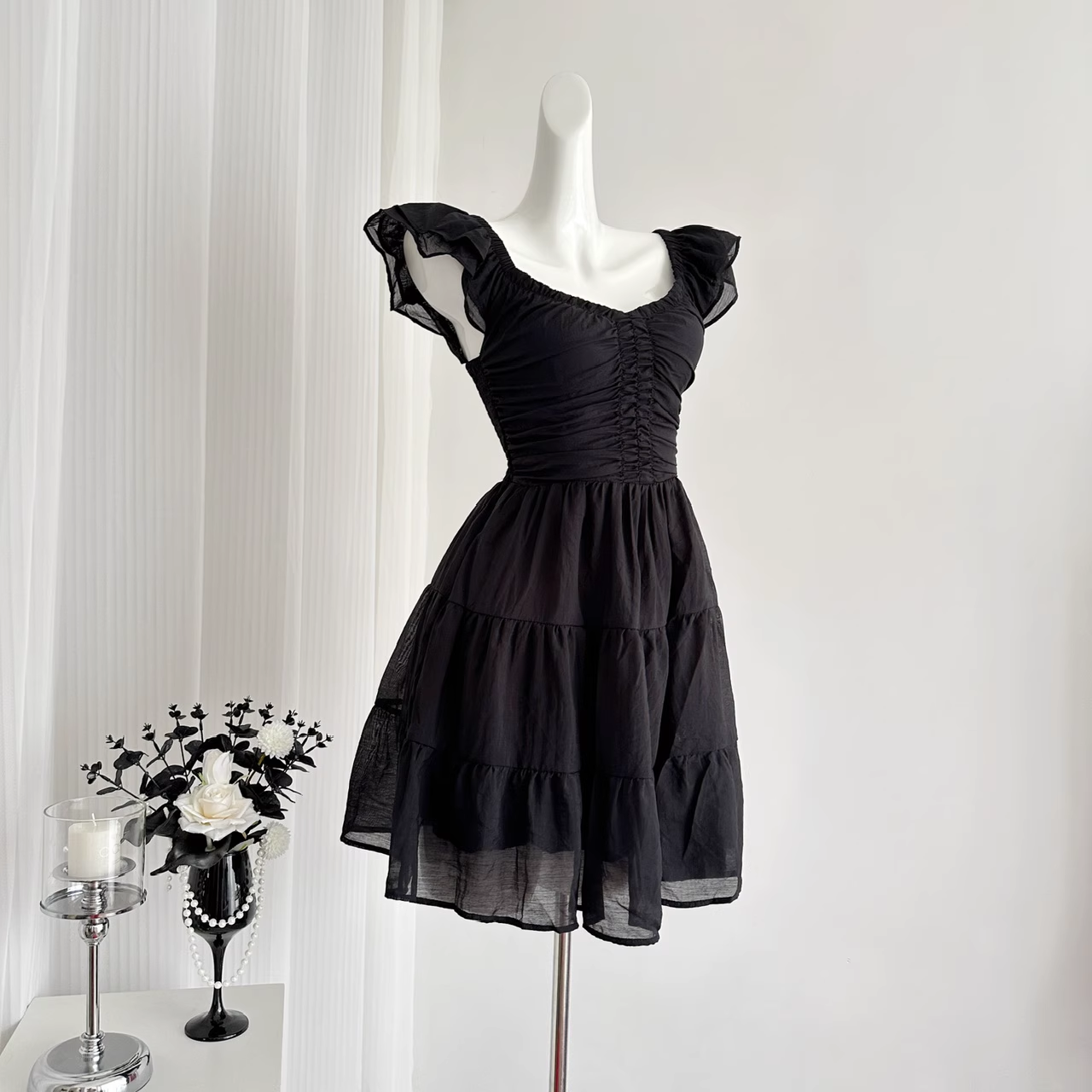 Cute A line Sleeveless Holiday Dresses Short Ruffles Pink Birthday Outfits
