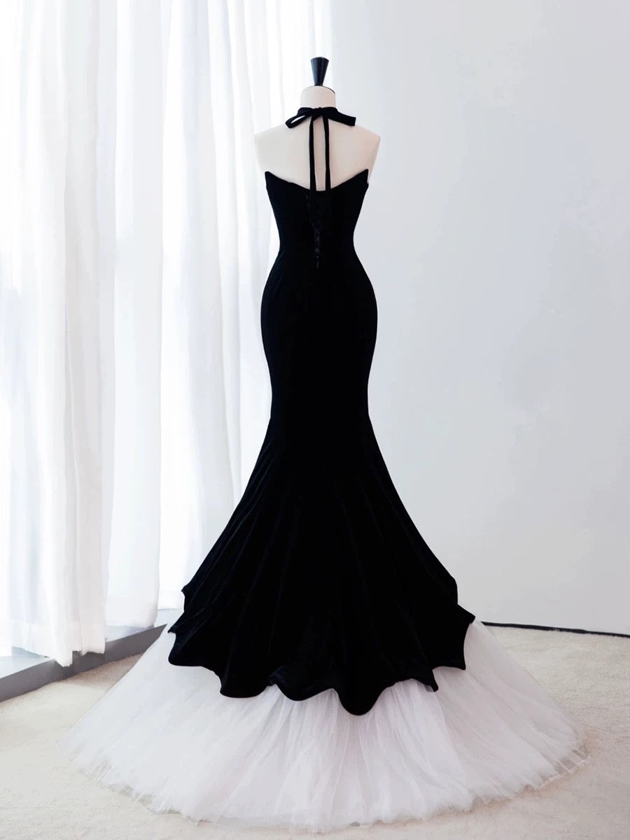 Pretty Mermaid Sweetheart Neckline Black Tulle Long Evening Dress Prom Dresses