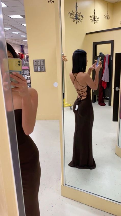 Pretty Mermaid Brown Long Backless Evening Dress Prom Dresses