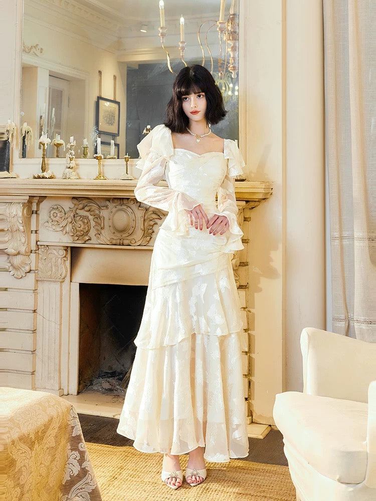 Sexy Mermaid Sweetheart Neckline White Lace Ruffles Long Evening Dress Prom Dresses