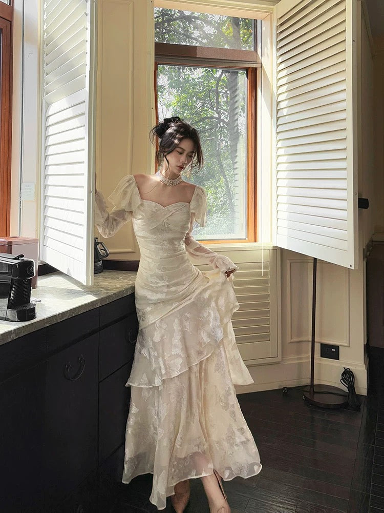 Sexy Mermaid Sweetheart Neckline White Lace Ruffles Long Evening Dress Prom Dresses