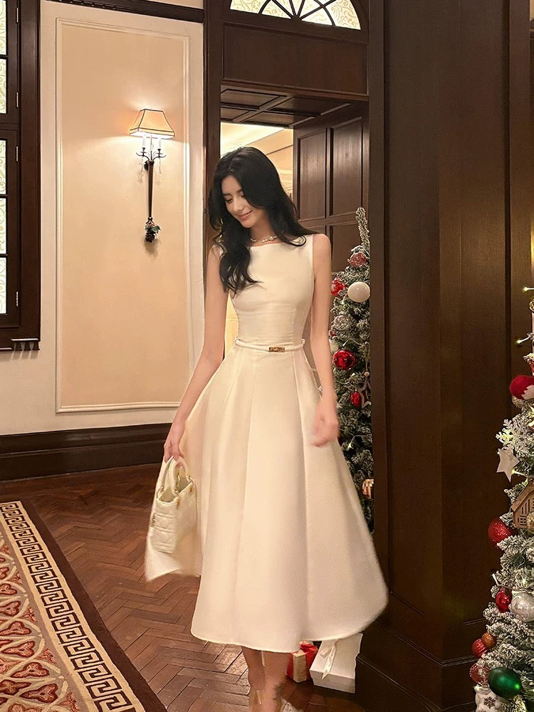 Pretty A Line Scoop Neckline White Ankle Length Evening Dress Prom Dresses