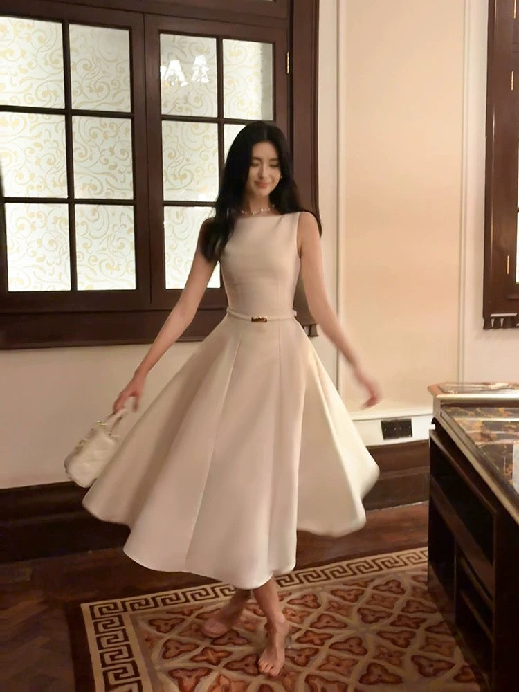 Pretty A Line Scoop Neckline White Ankle Length Evening Dress Prom Dresses