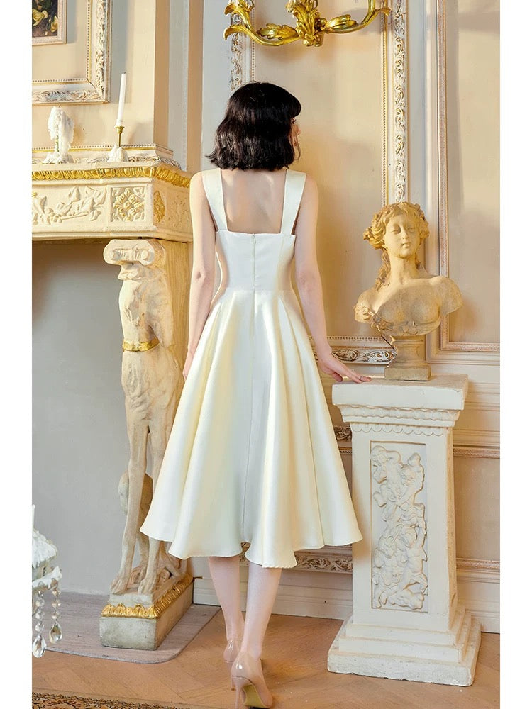 Sexy Sheath Square Neckline White Evening Dress Lace Prom Dresses